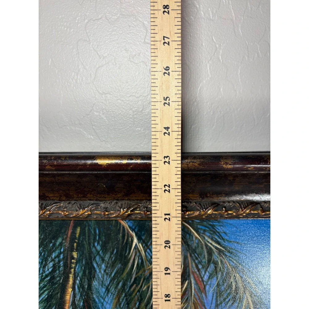Debra K Harris Original Oil Painting Tropical‎ Beach Psalm 23:2 Ornate 28x22